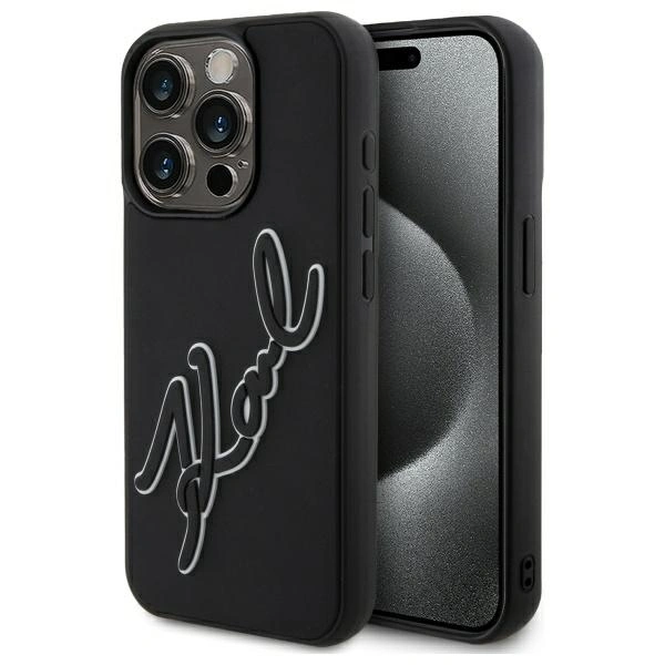 Karl Lagerfeld KLHCP15L3DRKSDLK Apple iPhone 15 Pro hardcase 3D Rubber Signature black