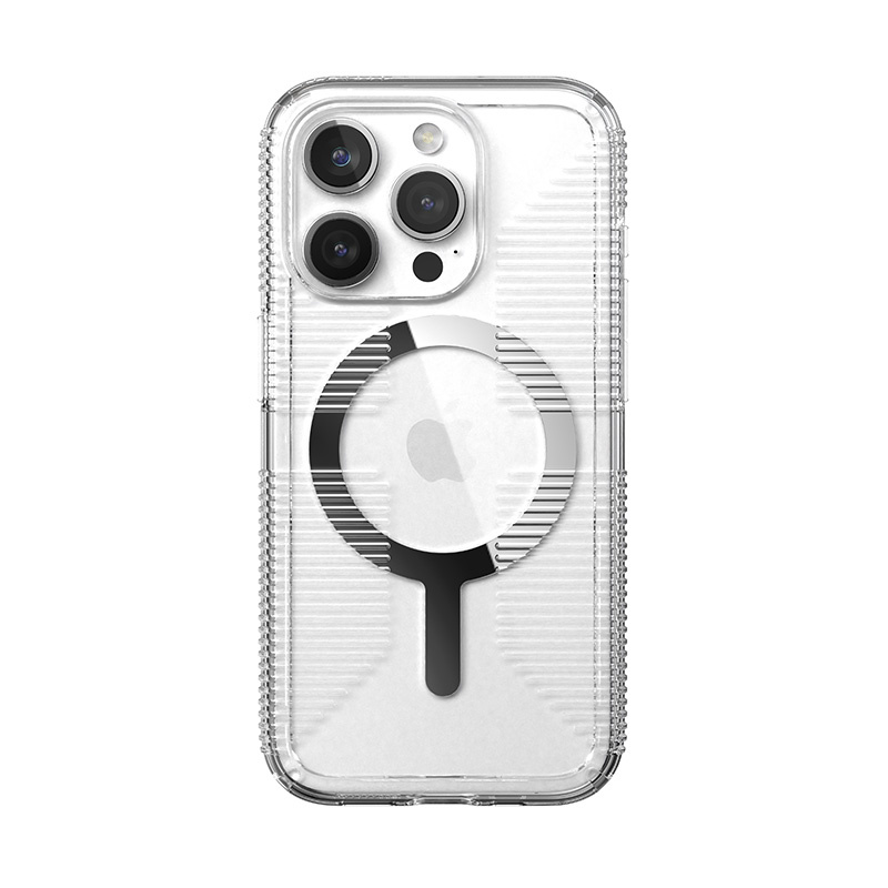 Speck Gemshell Grip MagSafe Apple iPhone 15 Pro (Clear/Chrome Finish)