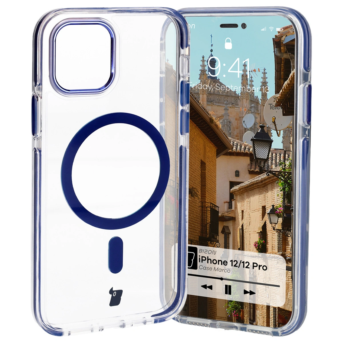 Bizon Case Marco Apple iPhone 12 Pro / 12 clear with blue frame