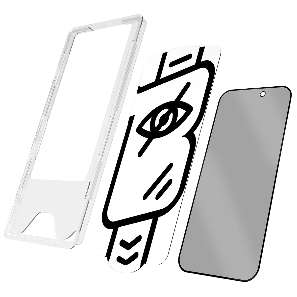 Szkło prywatyzujące z ramką aplikacyjną Bizon Glass Aplikator Shadow do Apple iPhone 16 Pro / 17