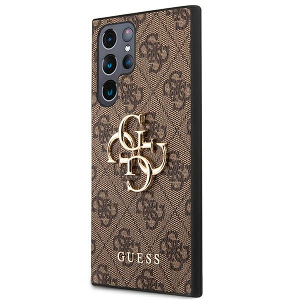 Guess GUHCS22L4GMGBR Samsung Galaxy S22 Ultra brown hardcase 4G Big Metal Logo
