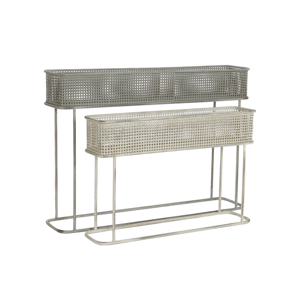Satz Blumentöpfe DKD Home Decor 100 x 22 x 70 cm Grau Metall Weiß Vintage
