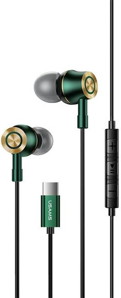 USAMS Earphones stereo EP-43 metal USB-C dark green HSEP4302