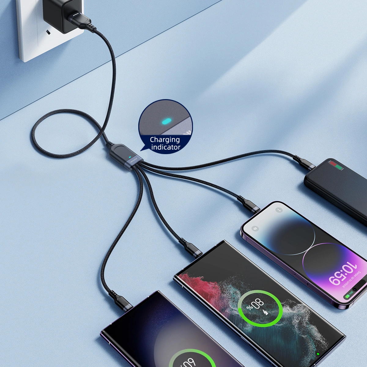 Joyroom Multi-Use Series S-A18 cable USB-A / 2xUSB-C, Lightning, microUSB 1.2m black