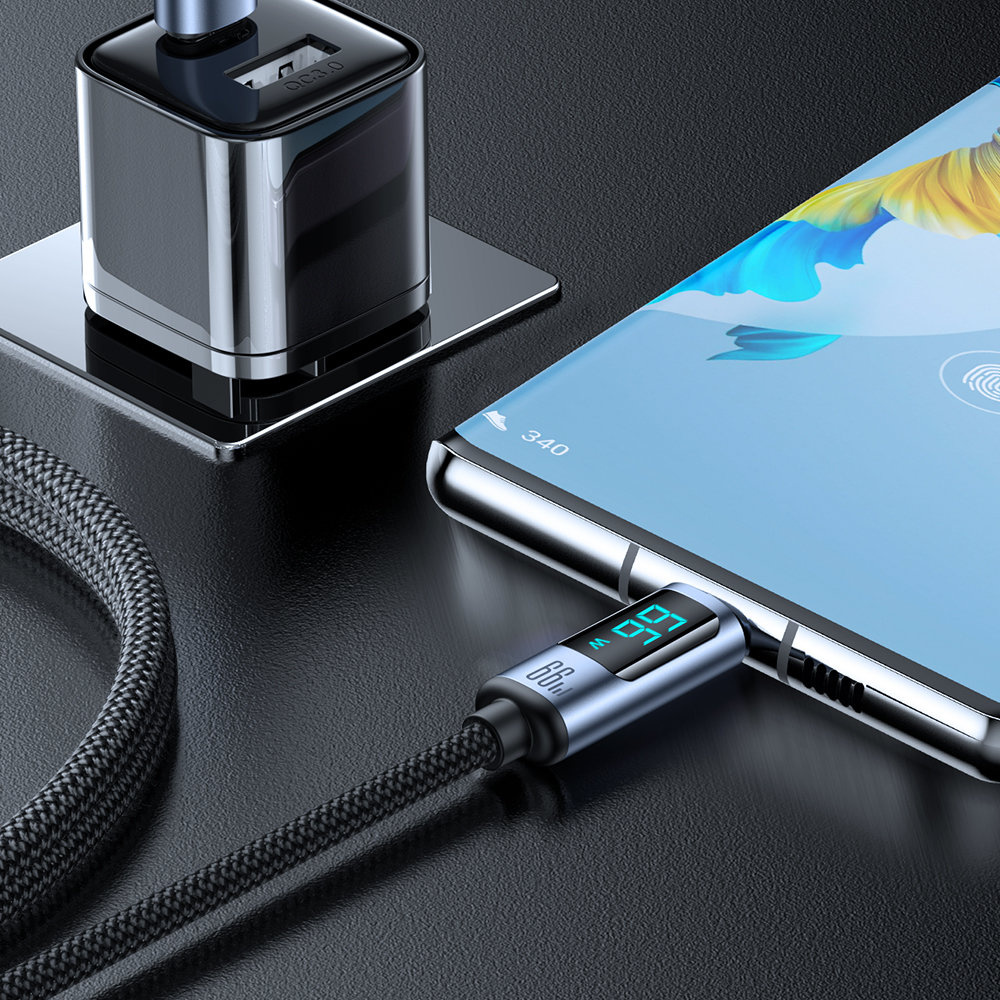 Joyroom S-AC066A16 USB-C/USB-A Cable 66W 1.2m LED display black