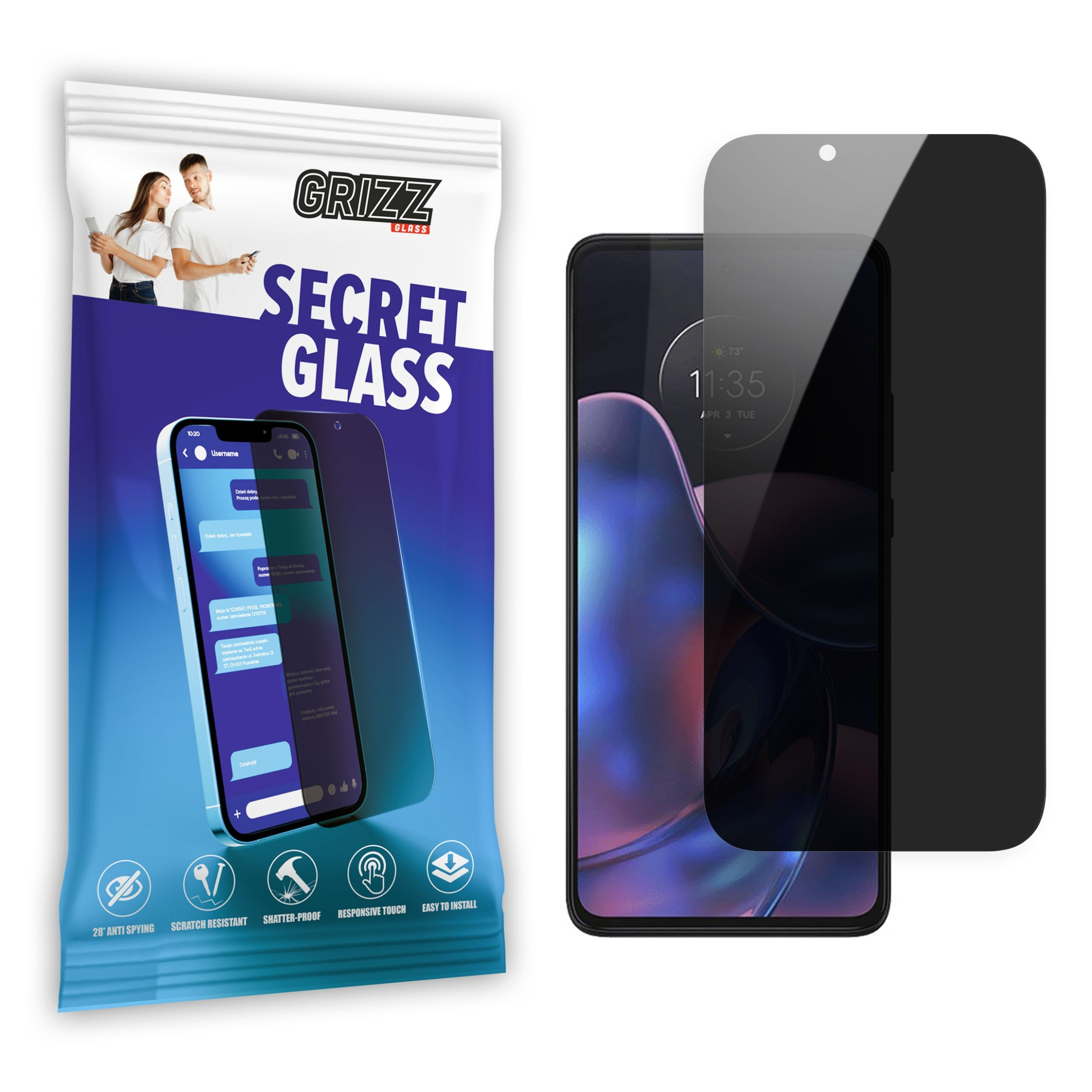 GrizzGlass SecretGlass Motorola Edge 20 Pro 5G