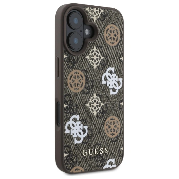 Guess GUHMP16SP4PWPW Apple iPhone 16 hardcase Peony On 4G Background MagSafe brown