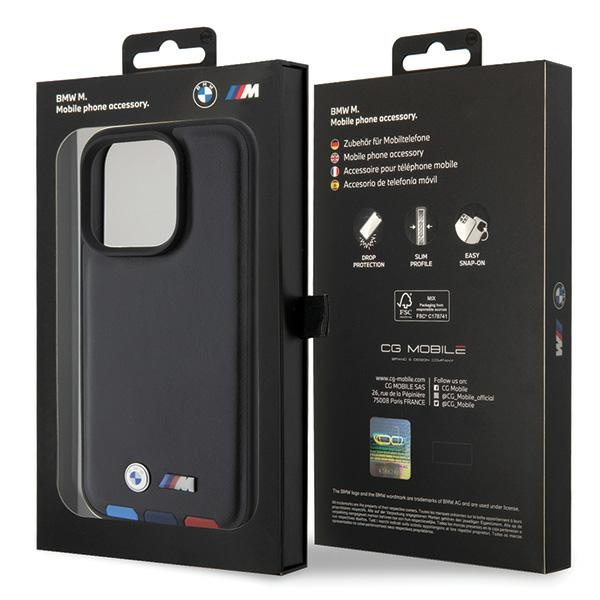 BMW BMHCP15L22PTDK Apple iPhone 15 Pro Leather Stamp Tricolor black