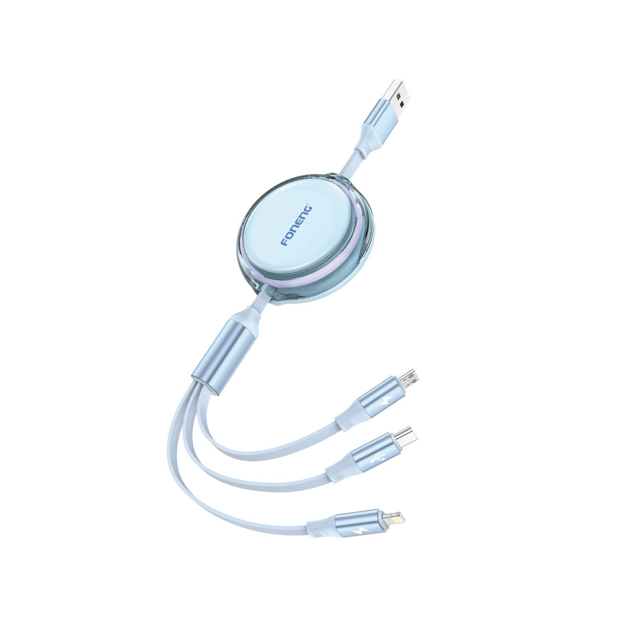 Kabel 3w1 FONENG X113 3A 1.1m, niebieski