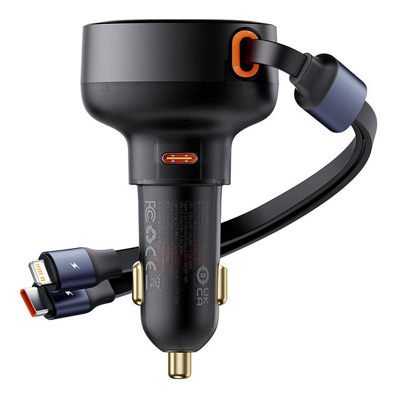 Baseus Enjoyment USB-C car charger with USB-C / Lightning cable 60 W (black)