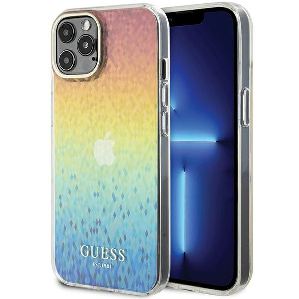 Guess GUHCP12MHDECMI Apple iPhone 12 / 12 Pro hardcase IML Faceted Mirror Disco Iridescent multicoloured