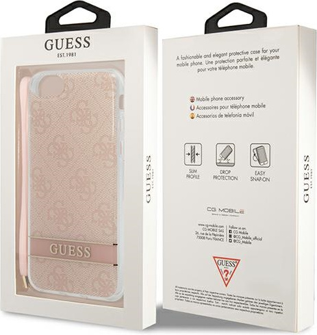 Guess GUOHCI8H4STP Apple iPhone SE 2022/SE 2020/8/7 pink hardcase 4G Print Strap