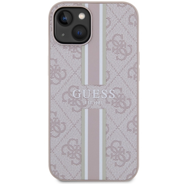 Guess GUHMP14SP4RPSP Apple iPhone 14 pink hardcase 4G Printed Stripes MagSafe