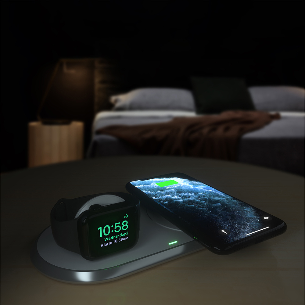 Choetech T317 Wireless Charger Qi 2in1 to phone/Apple Watch (MFI) USB-C white