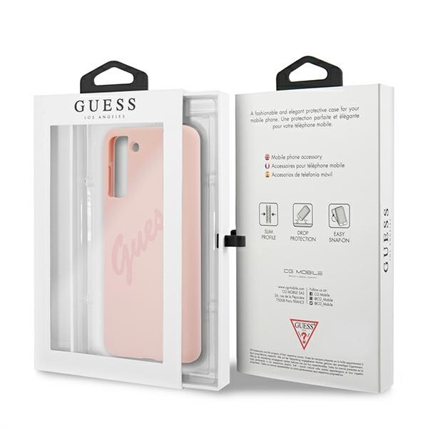 Guess GUHCS21MLSVSPI Samsung Galaxy S21+ Plus pink hardcase Script Vintage