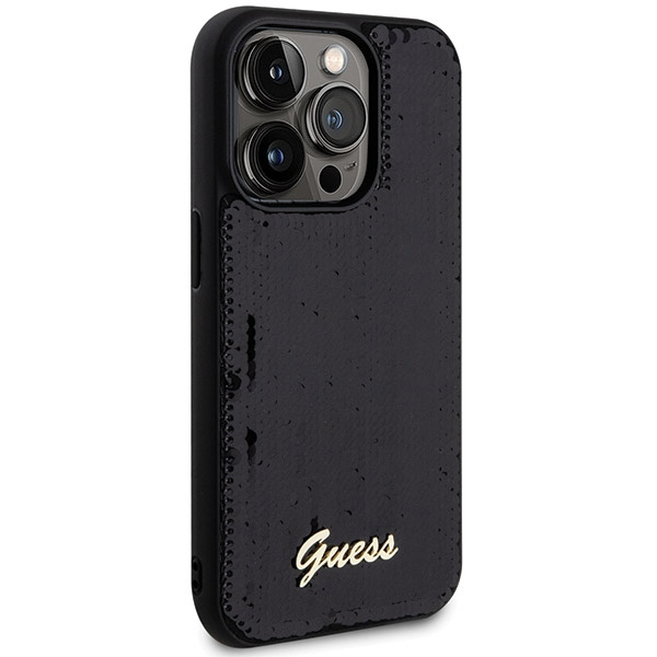 Guess GUHCP13XPSFDGSK Apple iPhone 13 Pro Max hardcase Sequin Script Metal black