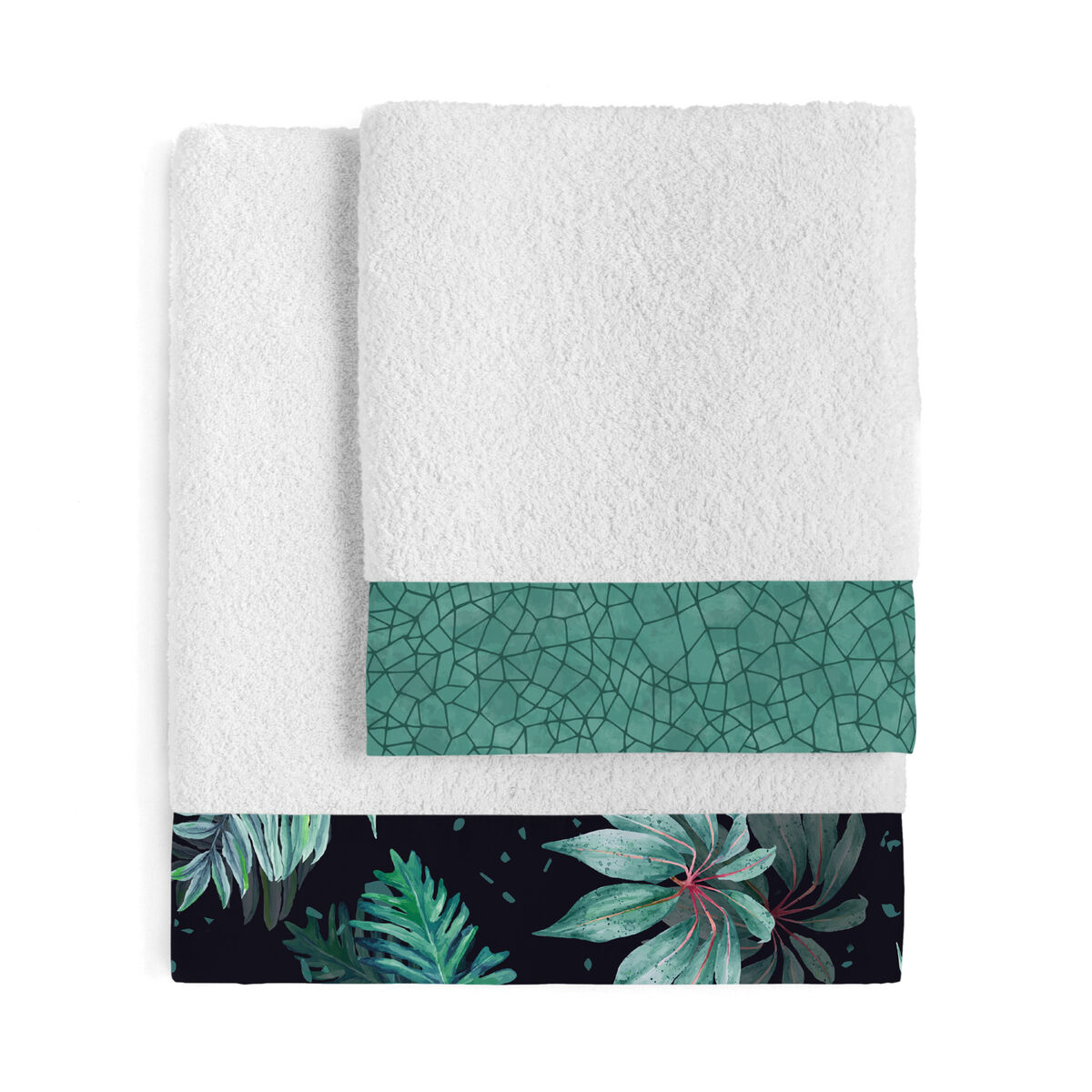 Towel set HappyFriday Ebony Multicolour 2 Pieces