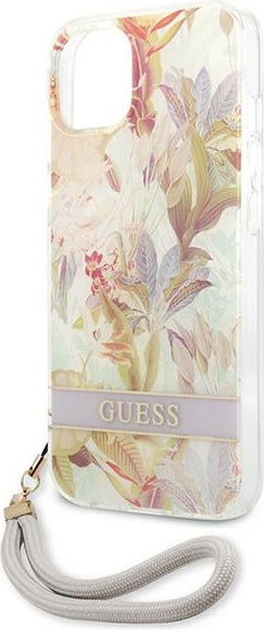 Guess GUHCP13SHFLSU Apple iPhone 13 mini purple hardcase Flower Strap