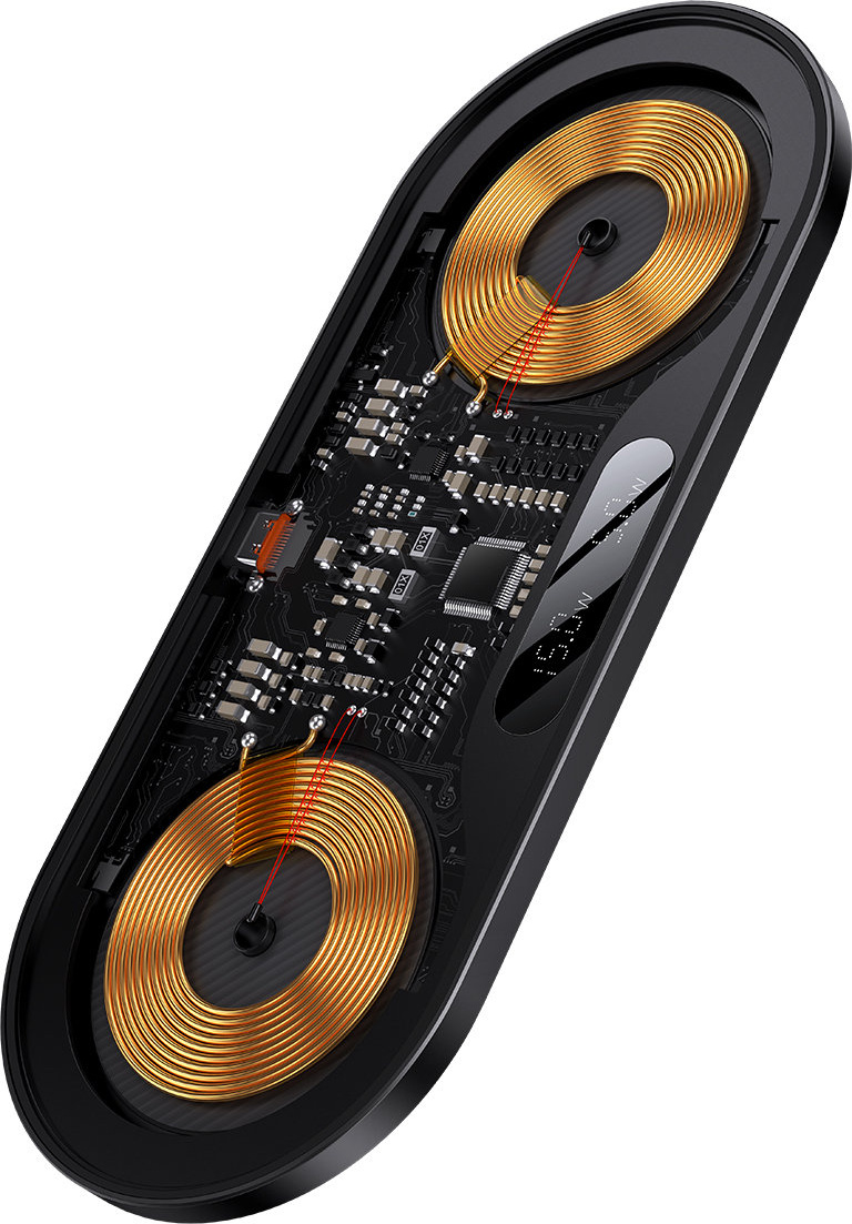 Baseus Digital LED Display dual wireless charger with digital display 20W black