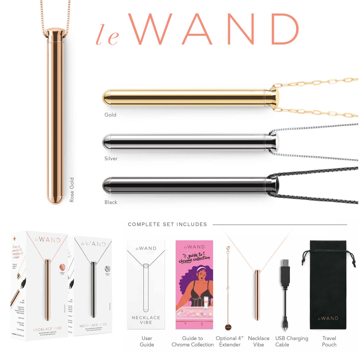 Bullet Vibrator Le Wand Necklace Pendant Rose Gold Bullet Vibrator Le Wand Necklace Pendant Rose Gold