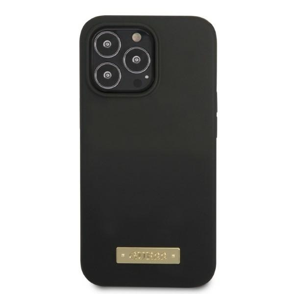 Guess GUHMP13XSPLK Apple iPhone 13 Pro Max black hard case Silicone Logo Plate MagSafe