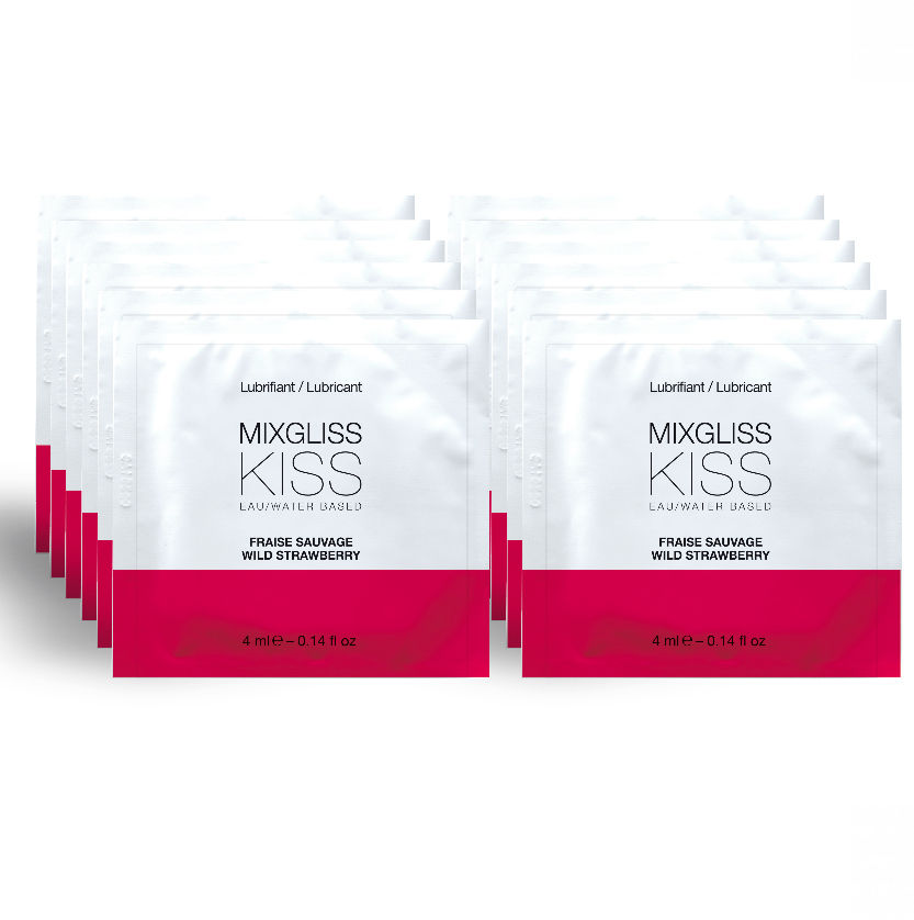 MIXGLISS - WATER BASED LUBRICANT STRAWBERRY FLAVOR 12 SINGLE DOSE 4ML