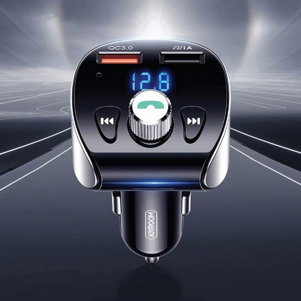 Joyroom FM transmitter Bluetooth 5.0 MP3 micro SD car charger 2x USB 18 W 3A Quick Charge 3.0 black (JR-CL02)