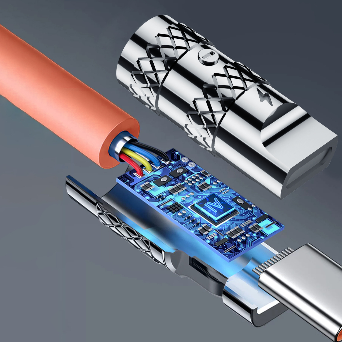 Dudao L24AC USB-A / USB-C 120W angled cable, 1m orange