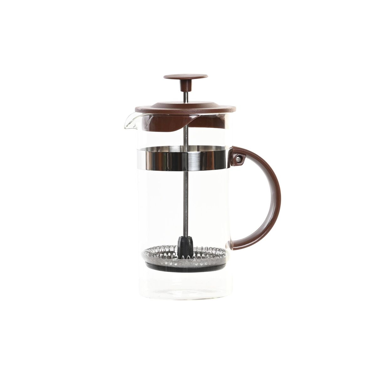 Cafetière with Plunger DKD Home Decor 16 x 9 x 18,5 cm Brown Transparent Stainless steel 350 ml Borosilicate Glass