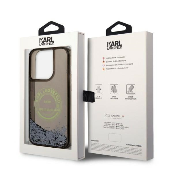 Karl Lagerfeld KLHCP14LLCRSGRK Apple iPhone 14 Pro black hardcase Liquid Glitter RSG