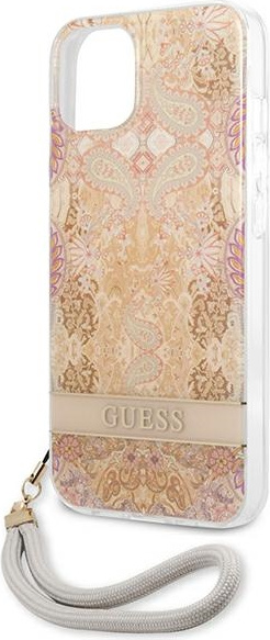 Guess GUHCP13SHFLSD Apple iPhone 13 mini gold hardcase Flower Strap