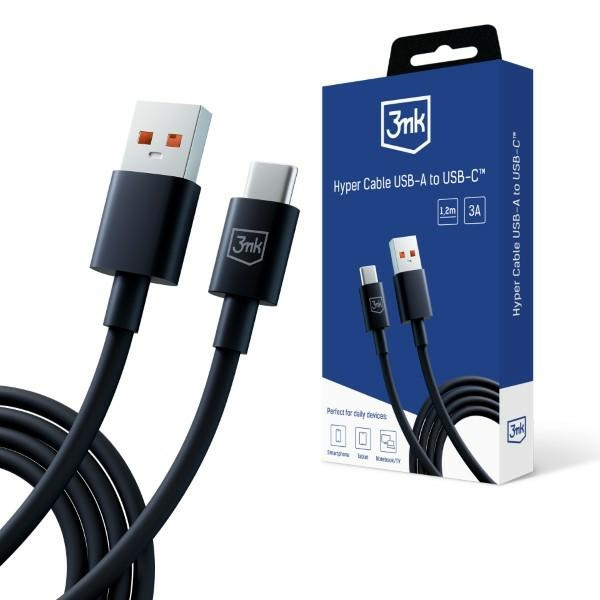 3MK cable Hyper USB-A / USB-C 1.2m 5A black