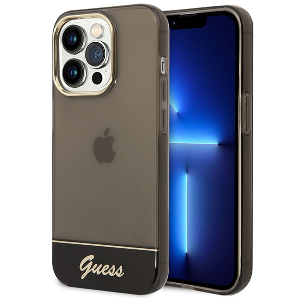 Guess GUHCP14LHGCOK Apple iPhone 14 Pro black hardcase Translucent