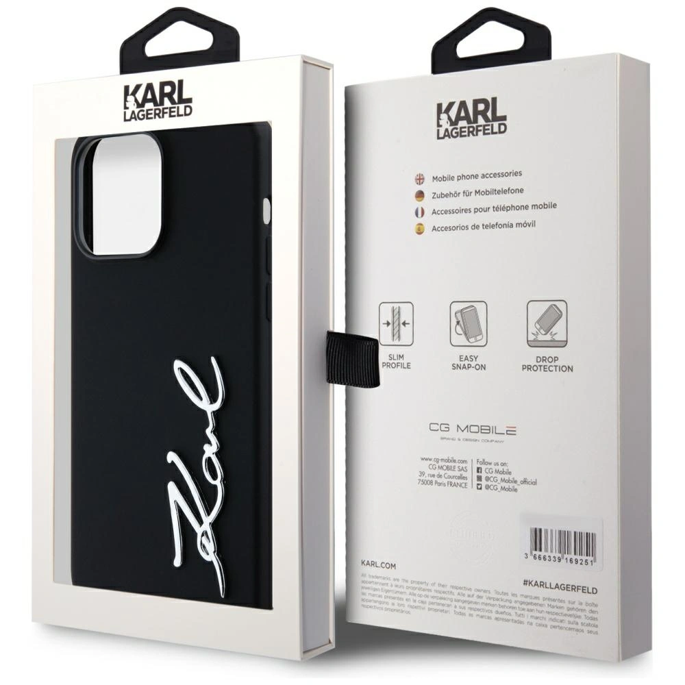 Karl Lagerfeld Silicone Metal Script Logo Apple iPhone 14 Pro Max black