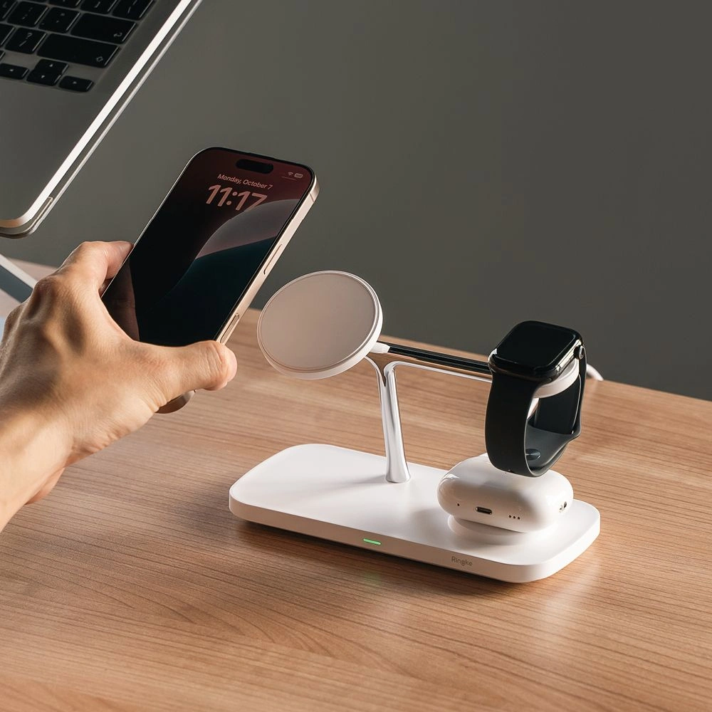 Ringke 3in1 Qi2 Magnetic Charger MagSafe Wireless Charger White