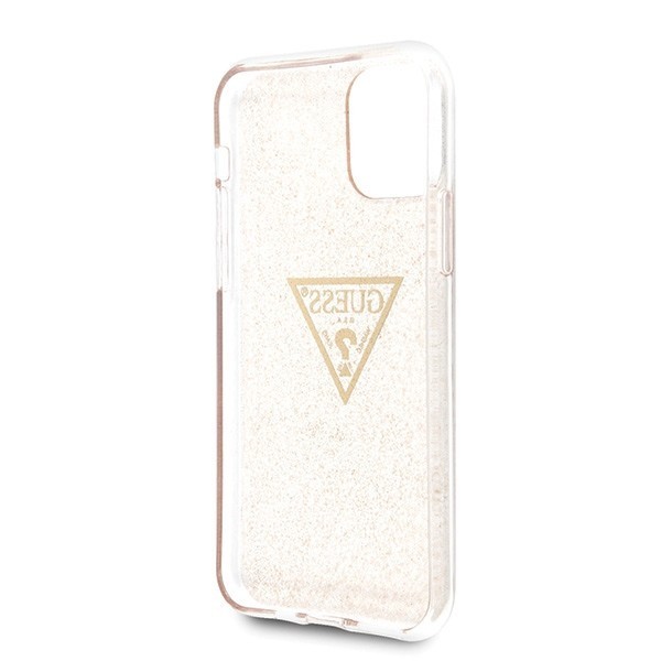 Guess GUHCN58SGTLGO iPhone 11 Pro gold hard case Glitter Triangle