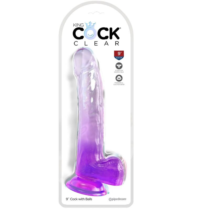 KING COCK CLEAR - DILDO WITH TESTICLES 20.3 CM PURPLE