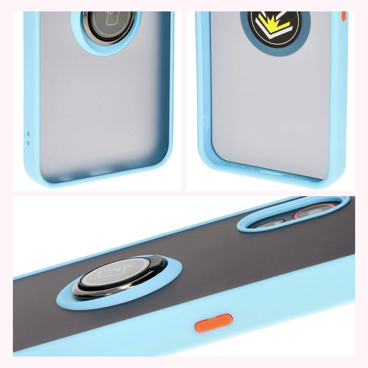 Bizon Case Hybrid Ring Samsung Galaxy Xcover7 smoky with a light blue frame