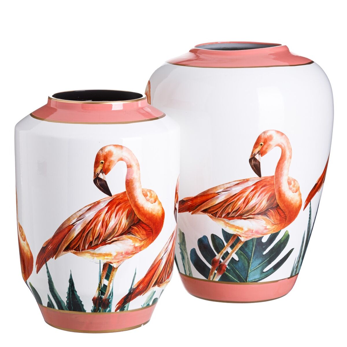 Vase Ceramic Coral White Flamingo 36 x 36 x 48 cm