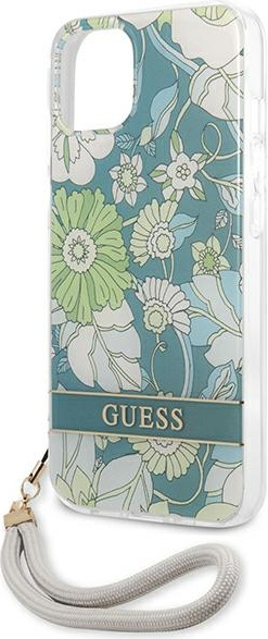 Guess GUHCP13SHFLSN Apple iPhone 13 mini green hardcase Flower Strap