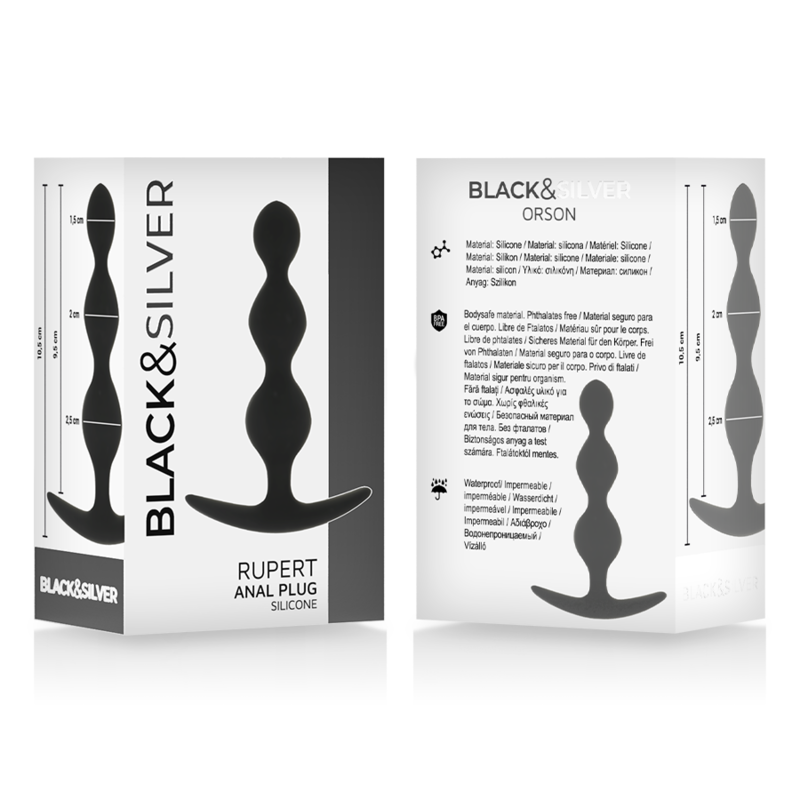 BLACK&SILVER - RUPERT ANAL BALL CHAIN 10 CM