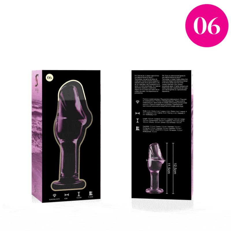NEBULA SERIES BY IBIZA - MODEL 6 ANAL PLUG BOROSILICATE GLASS 12.5 X 4 CM PINK