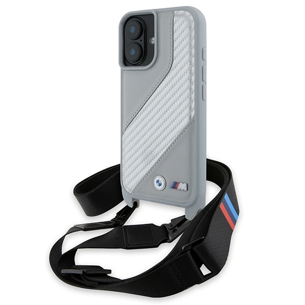 BMW BMHCP16S23PSCCG Apple iPhone 16 hardcase M Edition Carbon Stripe & Strap grey