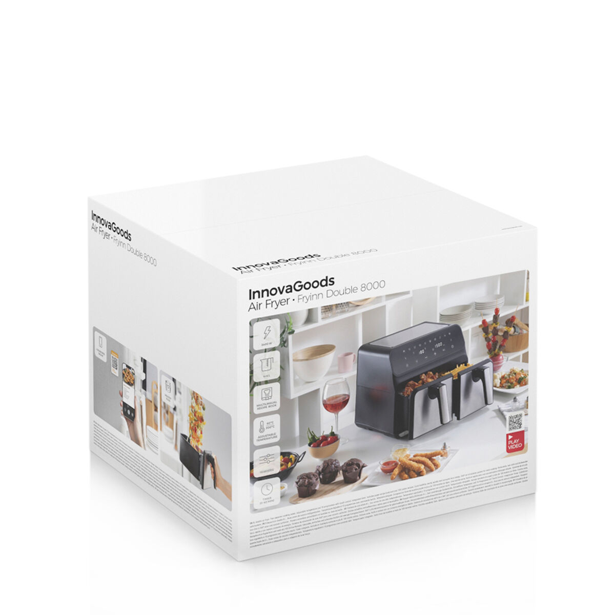No-Oil Fryer InnovaGoods Fryinn Double 8000 Black Stainless steel 3400 W 8 L