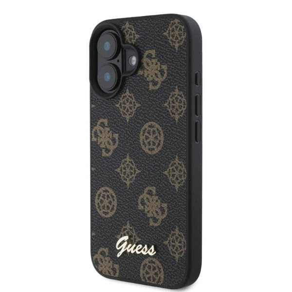 Case Guess GUHMP16SPGPYSK Apple iPhone 16 hardcase Peony Script MagSafe black