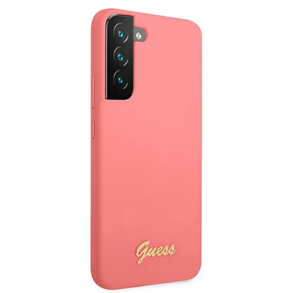 Guess GUHCS22MLSLMGFU Samsung Galaxy S22+ Plus fuchsia hardcase Silicone Script Metal Logo