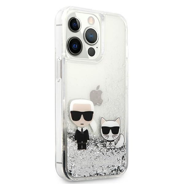Karl Lagerfeld KLHCP13XGKCS Apple iPhone 13 Pro Max silver hardcase Liquid Glitter Karl&Choupette