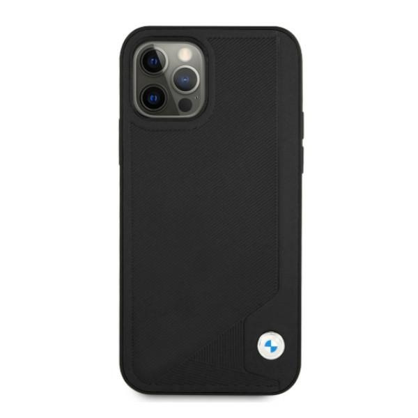 BMW BMHCP12LRCDPK Apple iPhone 12 Pro Max black hardcase Leather Deboss