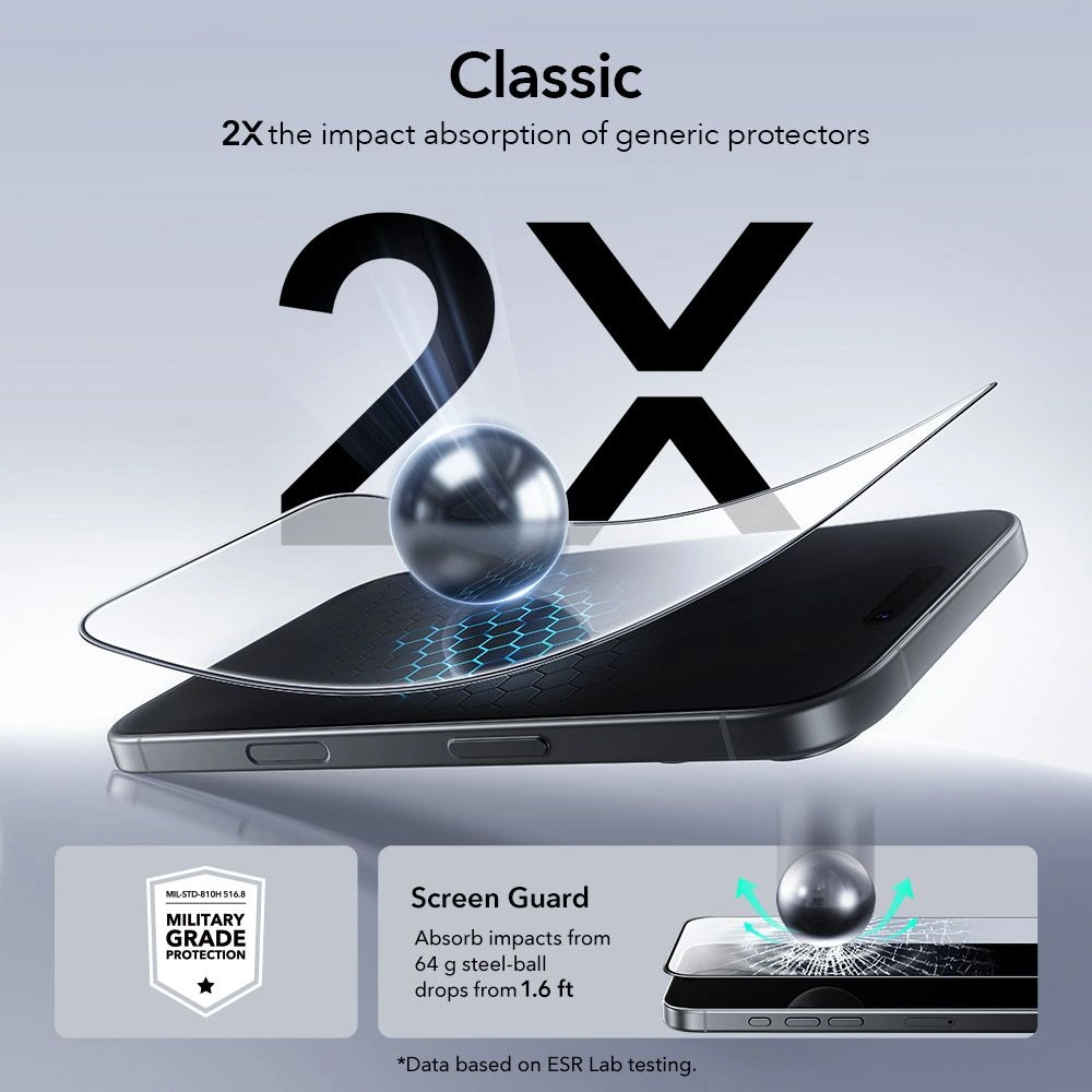 Szkło hartowane ESR Ultrafit Tempered Glass do Apple iPhone 16 Pro / 17 Clear [2 PACK]