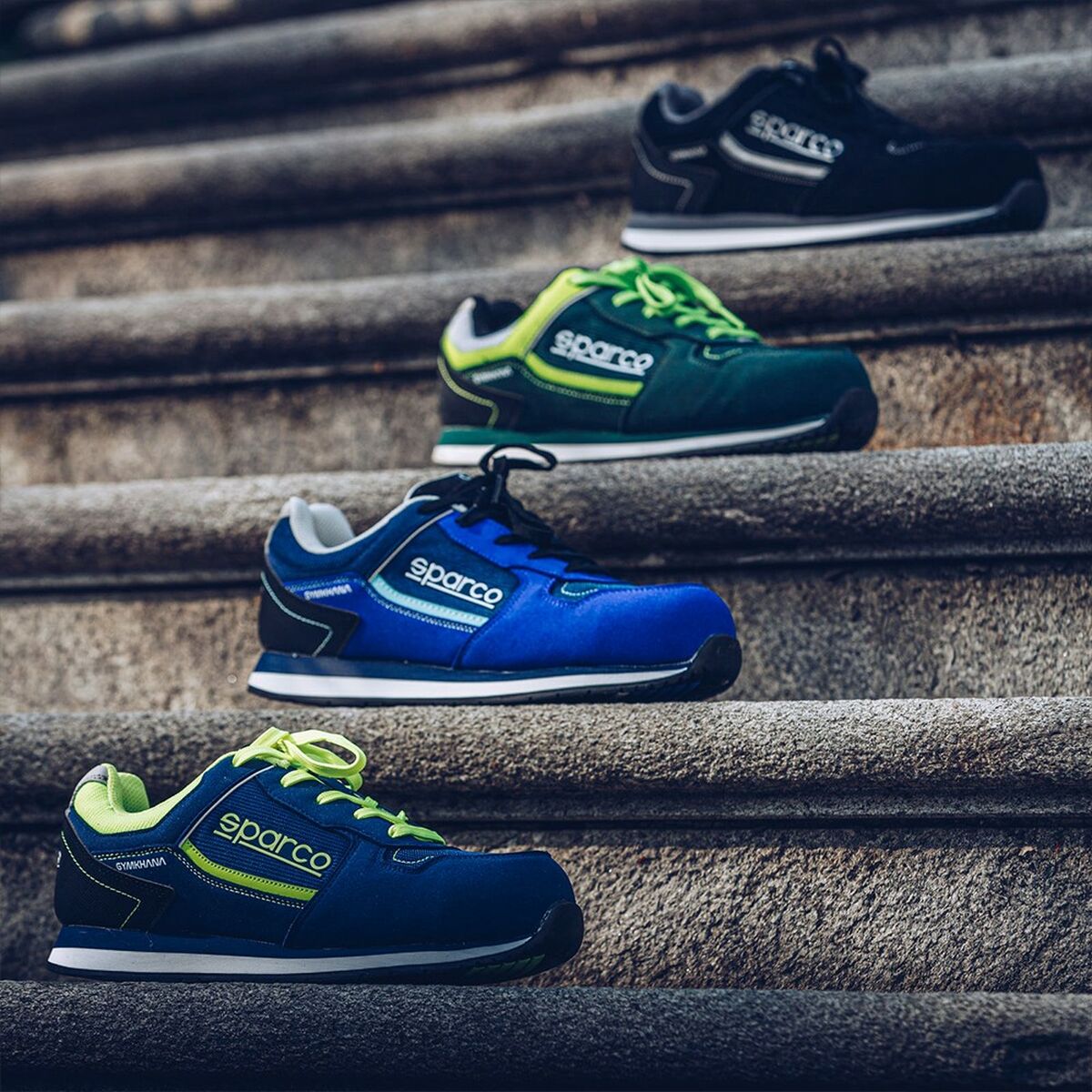 Racing Ankle Boots Sparco GYMKHANA DANI Yellow Blue Navy Blue Racing Ankle Boots Sparco GYMKHANA DANI Yellow Blue Navy Blue
